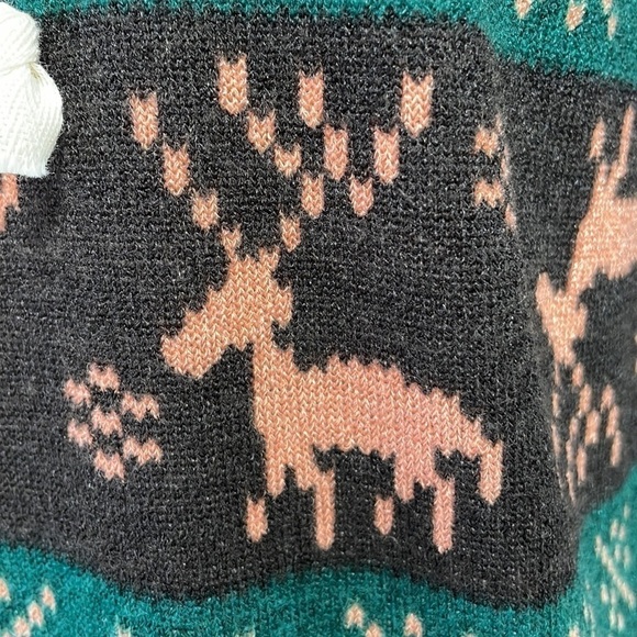 Miss U Sweater Christmas Womens Large Black Green NWT Winter Cold Shoulder - Picture 9 of 14